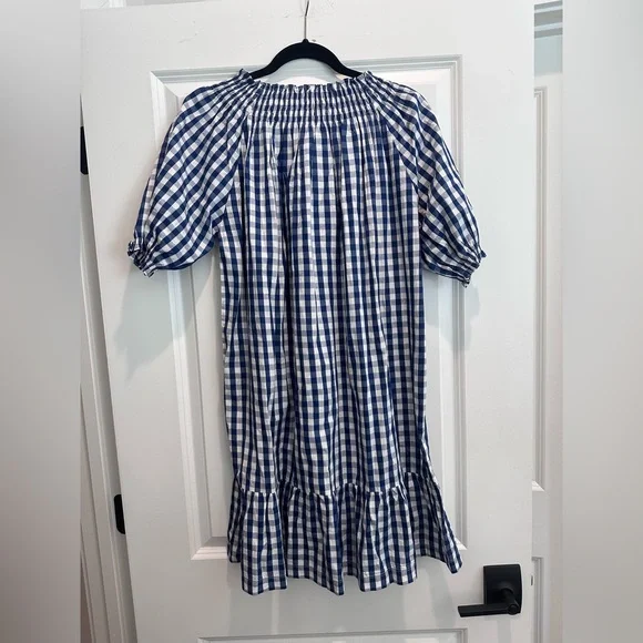 Blue Gingham Smocked Dress - Picture 2 of 3